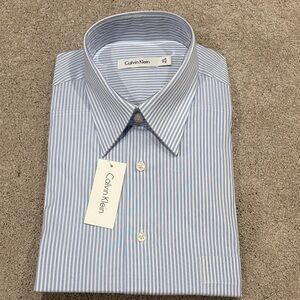 Calvin Klein Men's Light Blue Striped Dress Shirt